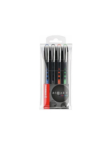 STABILO 1016 4 penna roller Penna stick a sfera Nero, Blu, Verde, Rosso 4 pz