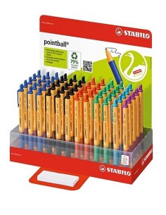 STABILO pointball Nero, Blu, Verde, Rosso, Turchese, Viola Penna a sfera retrattile a clip 60 pz