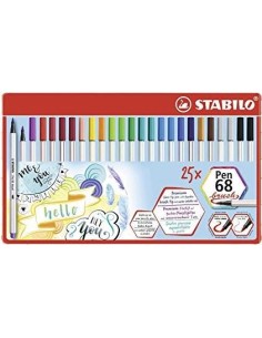 STABILO Pen 68 brush marcatore Multicolore 25 pz