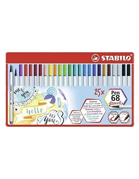 STABILO Pen 68 brush marcatore Multicolore 25 pz