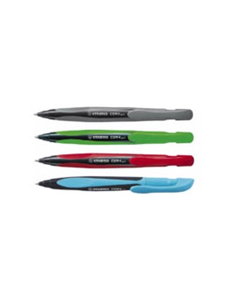 STABILO COM4gel Nero, Blu, Verde, Rosso 4 pz
