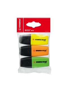 STABILO Boss Mini evidenziatore 2 pz Punta smussata Verde, Arancione, Giallo