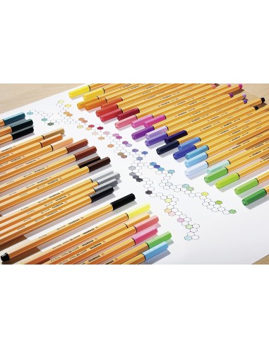 STABILO Fineliner - point 88 - Pack da 3 - Nero Blu Rosso