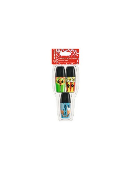 STABILO Boss Mini Sweet Friends evidenziatore 3 pz Punta smussata Blu, Verde, Giallo