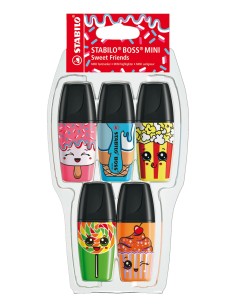 STABILO BOSS Mini Sweet Friend evidenziatore 5 pz Punta smussata Blu, Verde, Arancione, Rosa, Giallo
