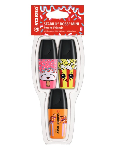 STABILO BOSS Mini Sweet Friend evidenziatore 3 pz Punta smussata Arancione, Rosa, Giallo