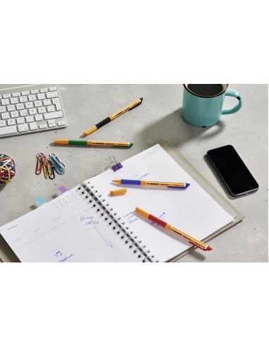 STABILO pointVisco Penna in gel con cappuccio Fine Nero, Blu, Verde, Rosso 4 pz