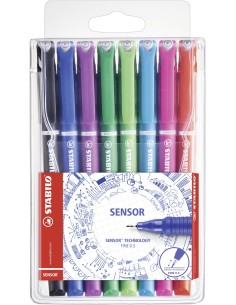 STABILO SENSOR fine penna tecnica Nero, Blu, Verde, Lillà, Rosa, Rosso, Turchese 8 pz