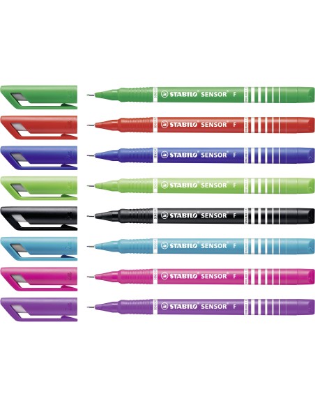 STABILO SENSOR fine penna tecnica Nero, Blu, Verde, Lillà, Rosa, Rosso, Turchese 8 pz