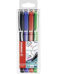 STABILO Sensor medium penna tecnica Medio Nero, Blu, Verde, Rosso 4 pz