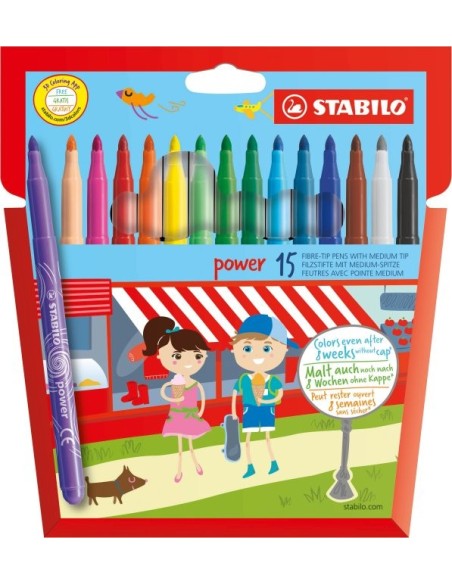STABILO power marcatore Vivido Multicolore 15 pz