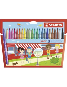 STABILO Pennarello - power - Punta Media - Astuccio da 24 - Colori assortiti