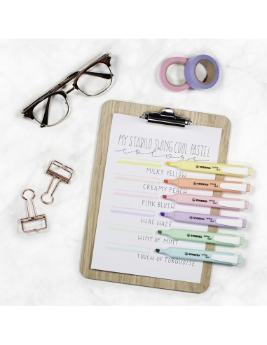 STABILO swing cool Pastel evidenziatore 4 pz Punta smussata Blu, Verde, Rosa, Viola