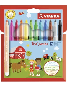 STABILO Trio Jumbo marcatore Nero, Blu, Marrone, Verde, Ciano chiaro, Verde chiaro, Arancione, Pesca, Rosa, Rosso, Bianco,