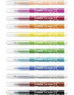 STABILO Trio Jumbo marcatore Nero, Blu, Marrone, Verde, Ciano chiaro, Verde chiaro, Arancione, Pesca, Rosa, Rosso, Bianco, 2