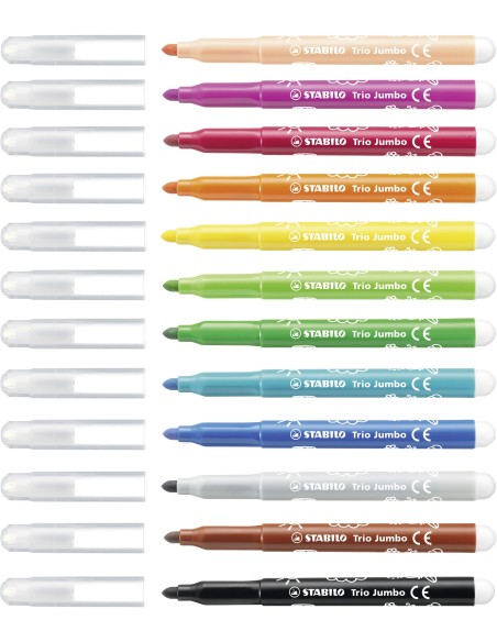 STABILO Trio Jumbo marcatore Nero, Blu, Marrone, Verde, Ciano chiaro, Verde chiaro, Arancione, Pesca, Rosa, Rosso, Bianco,
