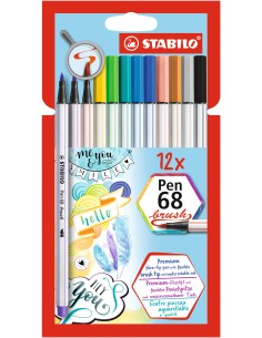 STABILO Pen 68 brush marcatore Multicolore 12 pz
