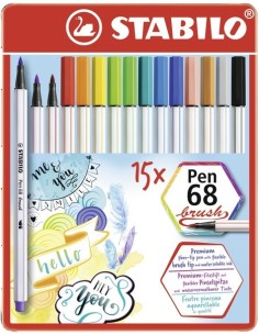 STABILO Pen 68 brush marcatore Multicolore 15 pz