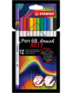STABILO Pen 68 brush ARTY marcatore Colori assortiti 12 pz