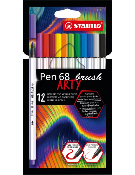 STABILO Pen 68 brush ARTY marcatore Colori assortiti 12 pz