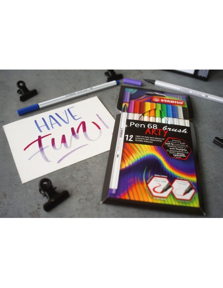 STABILO Pen 68 brush ARTY marcatore Colori assortiti 12 pz