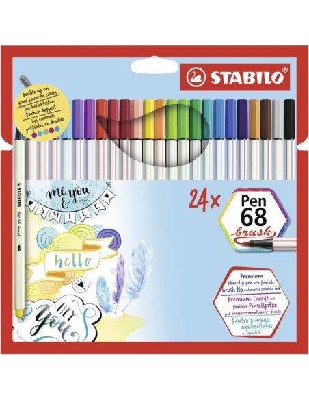 STABILO Pen 68 brush marcatore Multicolore 24 pz