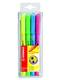 STABILO Flash Pack evidenziatore 4 pz Punta smussata Blu, Verde, Rosa, Giallo