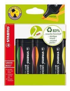 STABILO GREEN BOSS evidenziatore 4 pz Punta smussata Verde, Arancione, Rosa, Giallo