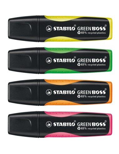 STABILO GREEN BOSS evidenziatore 4 pz Punta smussata Verde, Arancione, Rosa, Giallo