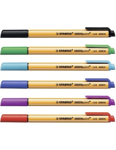 STABILO GREENpoint penna tecnica Nero, Blu, Lillà, Arancione, Rosso, Turchese 6 pz