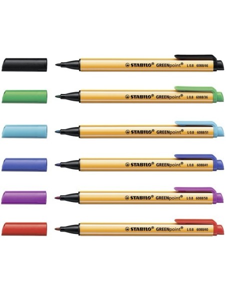 STABILO GREENpoint penna tecnica Nero, Blu, Lillà, Arancione, Rosso, Turchese 6 pz