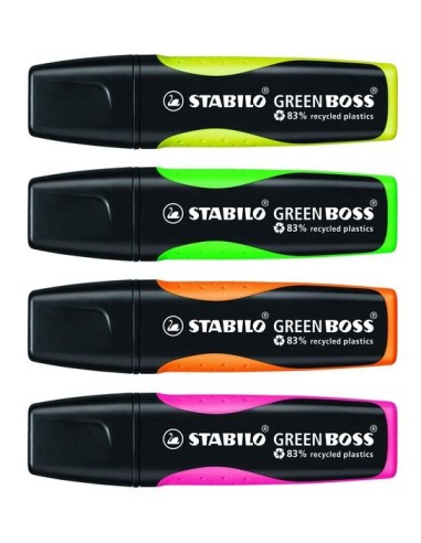 STABILO Green Boss evidenziatore 4 pz Punta smussata Verde, Arancione, Rosa, Giallo