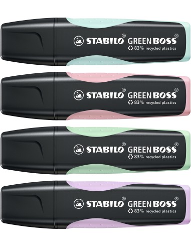 STABILO GREEN BOSS evidenziatore 4 pz Punta smussata Verde, Menta, Rosa, Viola