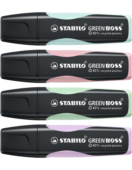 STABILO GREEN BOSS evidenziatore 4 pz Punta smussata Verde, Menta, Rosa, Viola