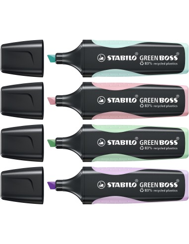 STABILO GREEN BOSS evidenziatore 4 pz Punta smussata Verde, Menta, Rosa, Viola