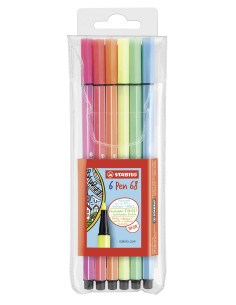 STABILO Pennarello Premium - Pen 68 - Astuccio da 6 - Colori fluo