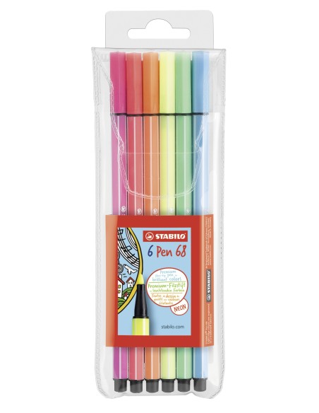 STABILO Pennarello Premium - Pen 68 - Astuccio da 6 - Colori fluo