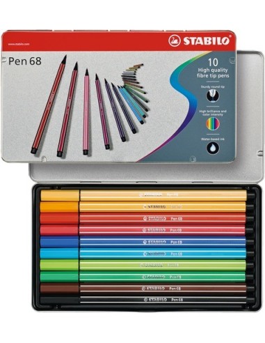 STABILO Pen 68 marcatore Multicolore 10 pz