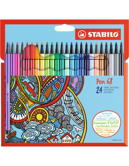 STABILO Pen 68 marcatore Fine Multicolore 24 pz