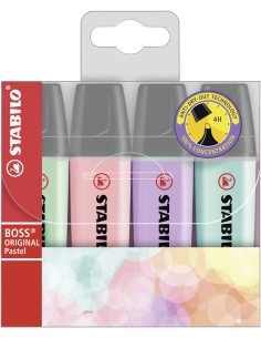 STABILO Evidenziatore - BOSS ORIGINAL Pastel - Astuccio da 4 - Colori assortiti