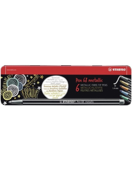 STABILO Pen 68 metallic marcatore Medio Multicolore 6 pz