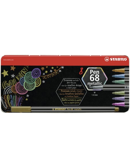 STABILO Pen 68 metallic marcatore Medio Multicolore 8 pz