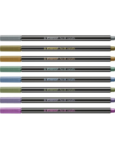 STABILO Pen 68 metallic marcatore Medio Multicolore 8 pz