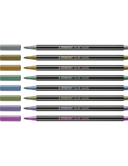 STABILO Pen 68 metallic marcatore Medio Multicolore 8 pz