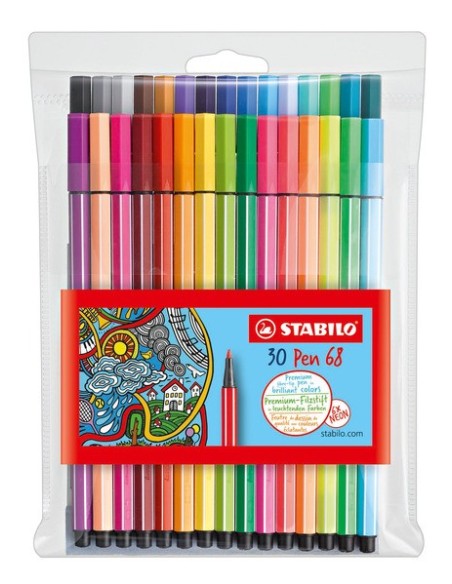 STABILO Pen 68 marcatore Medio Multicolore 30 pz