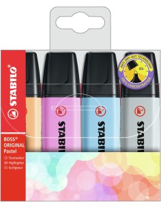 STABILO Boss Original Pastel evidenziatore 4 pz Punta smussata Multicolore