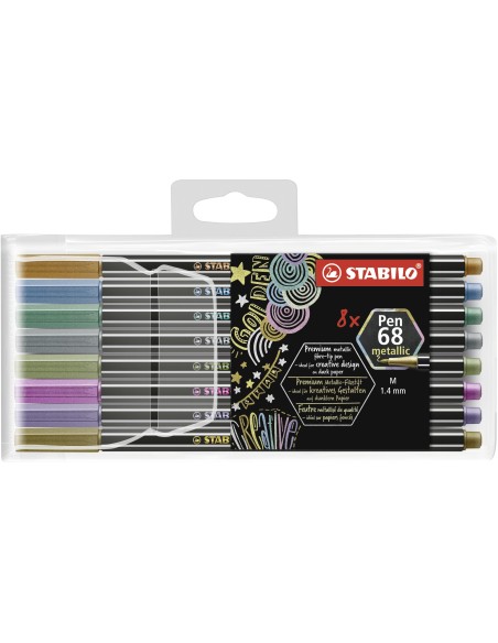 STABILO Pen 68 metallic marcatore Medio Rame, Oro, Blu metallizzato, Verde metallizato, Rosa metallizzato, Viola metallico,