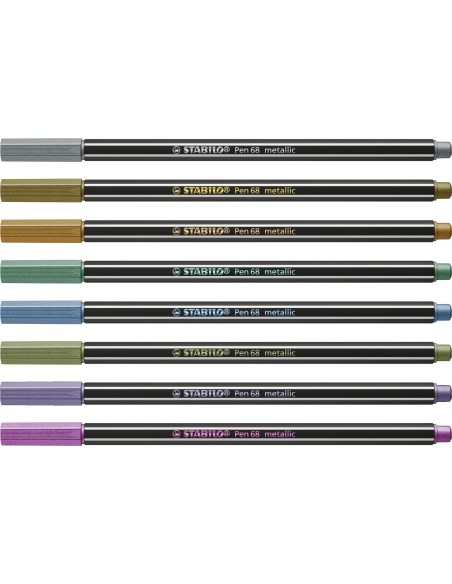 STABILO Pen 68 metallic marcatore Medio Rame, Oro, Blu metallizzato, Verde metallizato, Rosa metallizzato, Viola metallico,