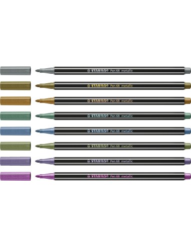 STABILO Pen 68 metallic marcatore Medio Rame, Oro, Blu metallizzato, Verde metallizato, Rosa metallizzato, Viola metallico,