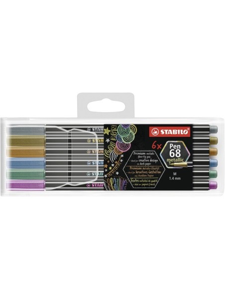 STABILO 6806 8-11-01 marcatore Medio Rame, Oro, Blu metallizzato, Verde metallizato, Viola metallico, Argento 6 pz
